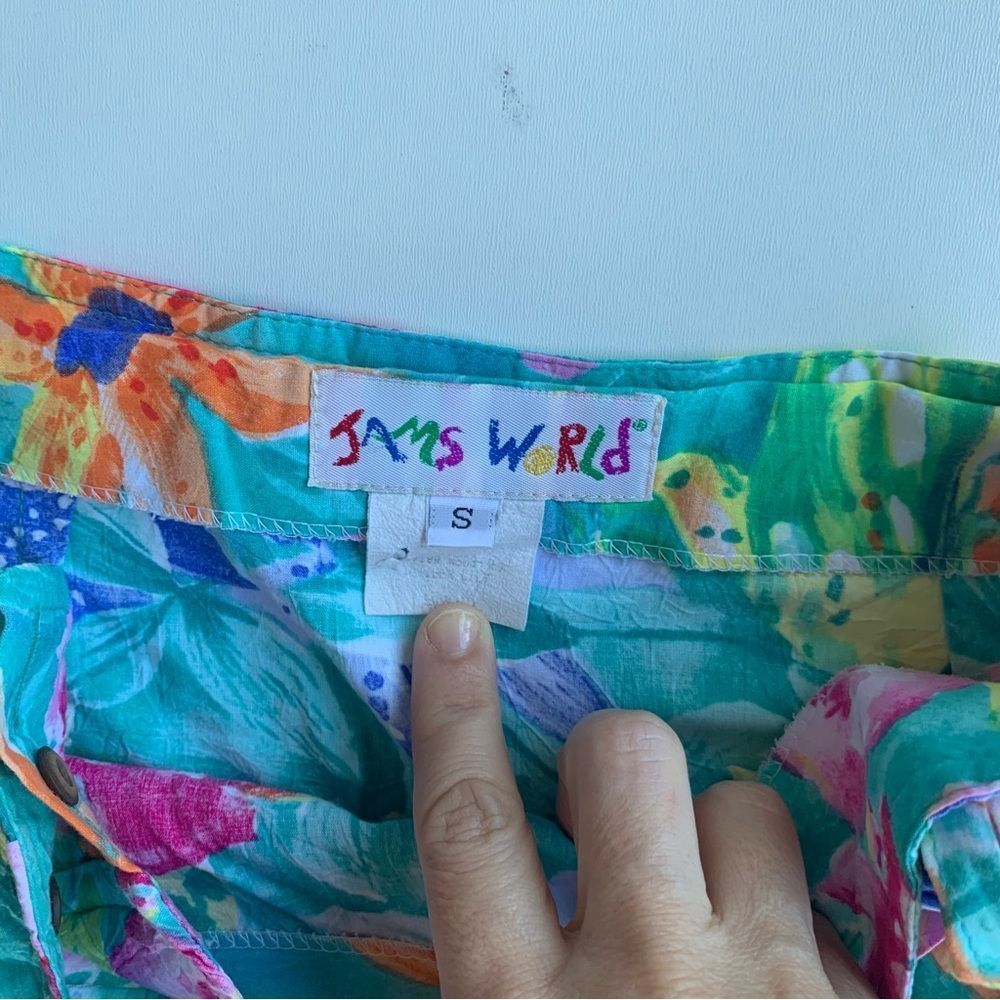 Jams World Tiger Lily Hawaiian Floral True Wrap Skirt Sz Small Adjustable Rayon - Picture 3 of 10